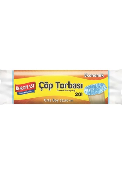 Koroplast Eko Orta Boy Çöp Torbası 55 x 60 CM Mavi