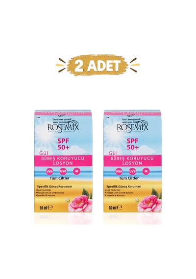Rosemix - 349 - - Gül Yağlı Güneş Koruyucu Losyon +50 Spf + - 2 Adetlik - Shophnrl - Set Ürün