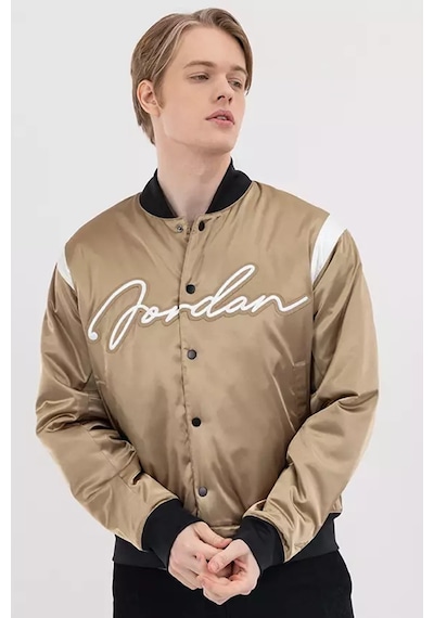 Nike Jordan Mvp Varsity Synthetic Fill Jacket Dokuma Bomber Ceket Gold Bej Bej