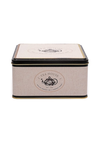 Azura Tea Desenli Kare Metal Saklama Kabı 19.8 x 19.8 x 10 CM 3.7 L Çok Renkli