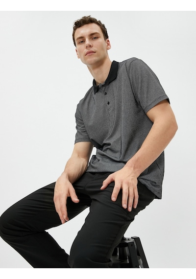 Koton Basic Polo Yaka Tişört Düğmeli Kısa Kollu Siyah 3Sam10151Mk 3Sam10151Mk999 Siyah