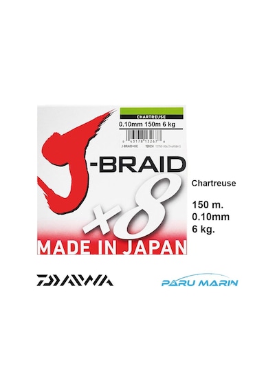 Daiwa J-Braid X8 Açık Yeşil 150 Mt. 0.10Mm 6 Kg. Ip Misina