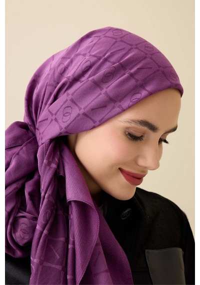 Imannoor İman I Kafes Krem Tencel Pamuk İpek Şal 70x200 Krem