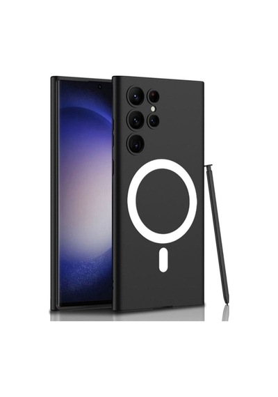 Galaxy S23 Ultra Kılıf Wireless Şarj Özellikli Zore Kıpta M-safe Silikon Kapak Siyah