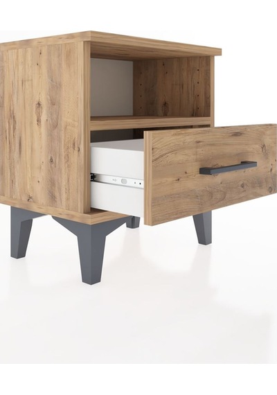 Arges Komodin Tek Raflı Tek Çekmeceli 44x30x48 Çam-çam Çam
