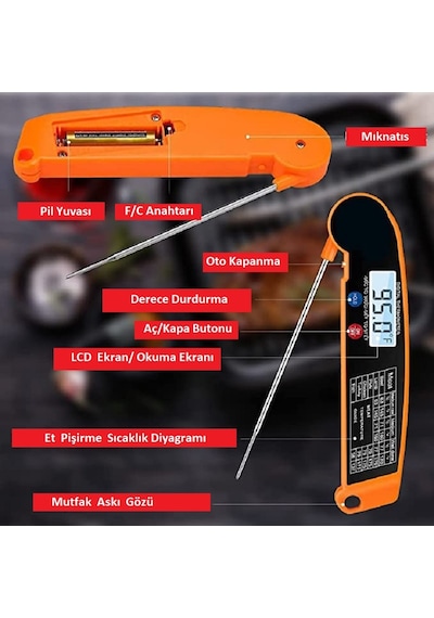 Katlanır Dijital Şiş Termometre -50+300C