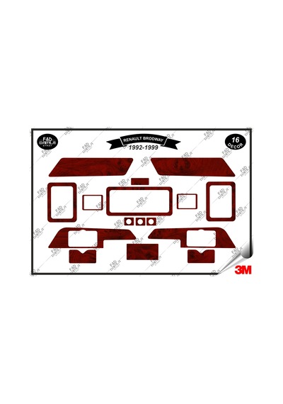 Renault Brodway 1992-1999 Torpido Konsol Trim Göğüs Maun Kaplama Set 16 Parça Maun