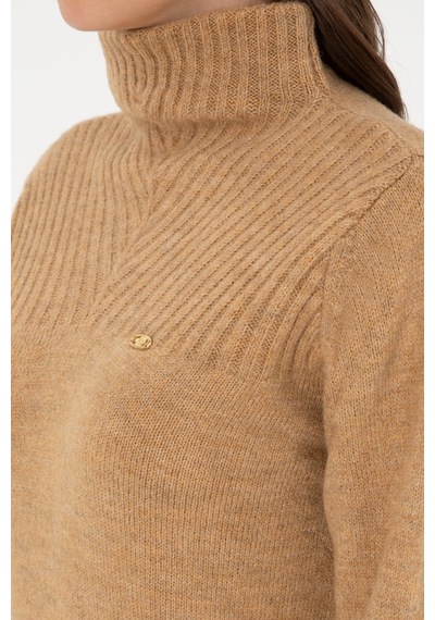 U.S. Polo Assn. Kadın Camel Balıkçı Yaka Kazak 50294257-VR015