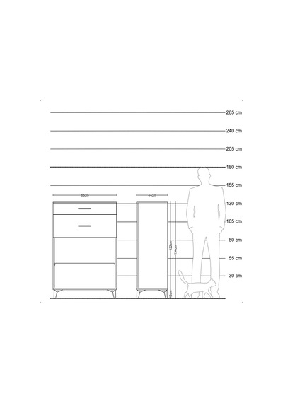 Hyperion Dolap Tek Raflı 2 Çekmeceli 88x44x134 Aytaşı-antrasit Aytaşı