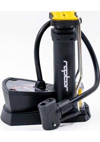 Raptor M34b-01 Dikey Ayak Pompası Analog Göstergeli Yüksek Basınçlı Bisiklet Pompası Siyah Renk