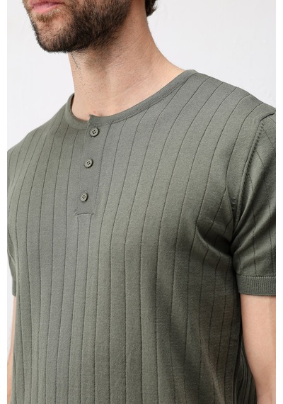 Antioch Dokulu Erkek Triko T-shirt Haki