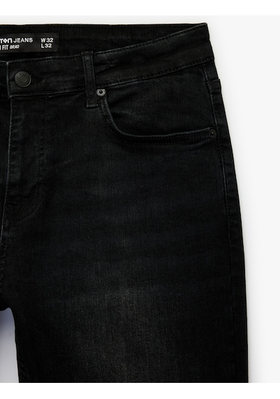 Koton Pamuklu Normal Bel Slim Fit Jean Pantolon - Brad Jean Siyah 7wam40138nd