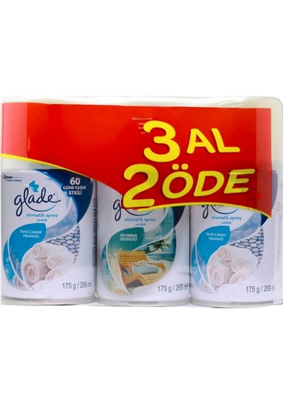 Glade Otomatik Yedek Sprey Okyanus Sessizliği + Temiz Çarşaf Ferahlığı 3 x 269 ML
