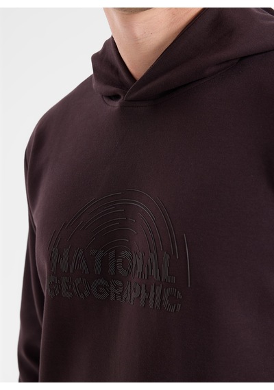 National Geographic N6wm-swt4082 Kahve Erkek Kapüşonlu Baskılı Relaxed Sweatshirt
