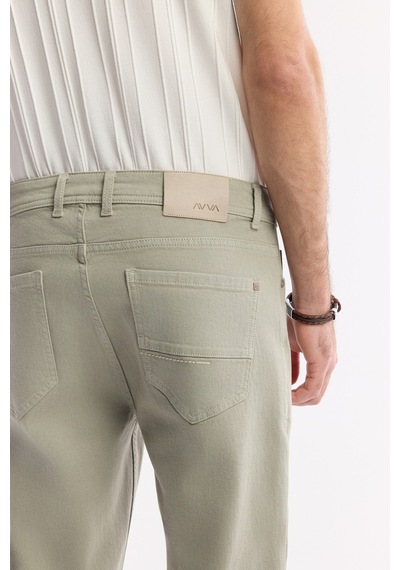 Avva Erkek Haki Klasik Bel Pamuklu Elastan Berlin Slim Fit Jean Pantolon A51y3515
