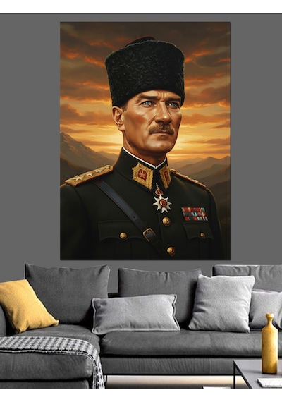 Mareşal Mustafa Kemal Atatürk Portresi Dekoratif Kanvas - Mdf Ahşap Tablo