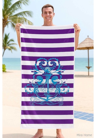 Seadream Tropikal Desenli Plaj Havlusu 70x140 Cm Çapa Çok Renkli