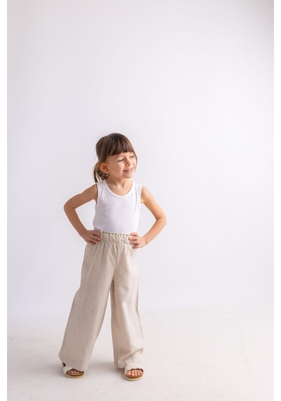 Oliven The Kid Oliventhekid Bej Keten Beli Fırfırlı Lastikli Geniş Paça Kız Çocuk Pantolon Bej Bej Oliven The Kid Oliventhekid Bej Keten Beli Fırfırlı Lastikli Geniş Paça Kız Çocuk Pantolon Bej Bej
