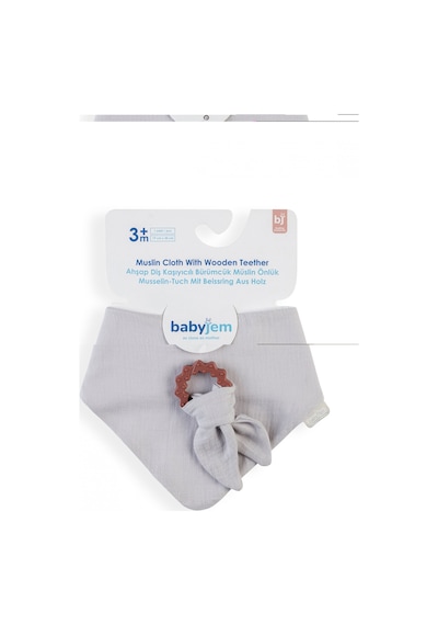 Babyjem Silikon Diş Kaşıyıcılı Müslin Mama Önlüğü Gri