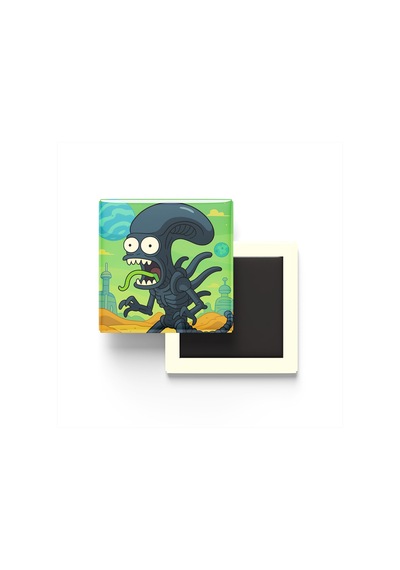 Alien Xenomorph - 9x9 Cm Baskılı Kare Buzdolap Magneti