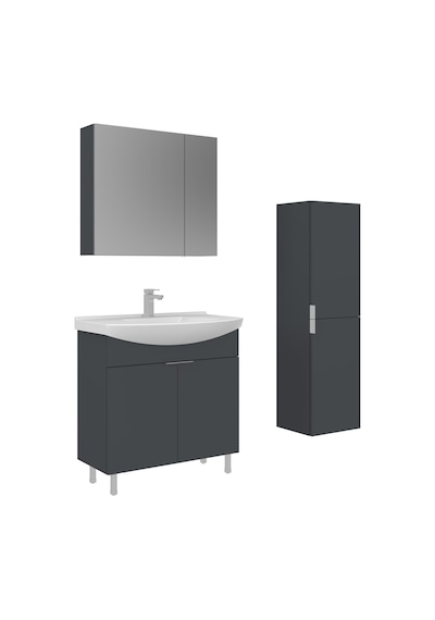 Orka Purus 80 Cm Mat Antrasit Ayna Dolaplı Banyo Dolabı Takım Ve Boy Dolabı Ayaklı Antrasit Orka Purus 80 Cm Mat Antrasit Ayna Dolaplı Banyo Dolabı Takım Ve Boy Dolabı Ayaklı Antrasit