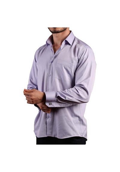Dicotto Lila Büyük Beden Rahat Kesim Micro Kumaş Kol Düğmeli Regular Fit Erkek Gömlek - 190-3 001