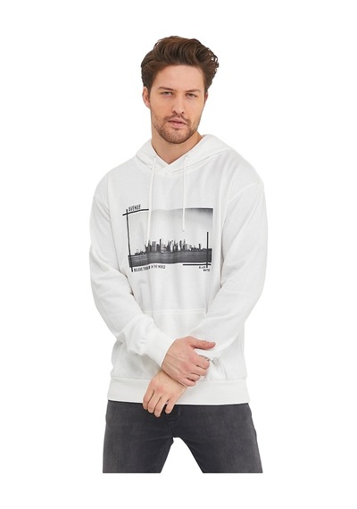 Adams Kanguru Cepli Newyork Baskılı Kapüşonlu Sweatshirt