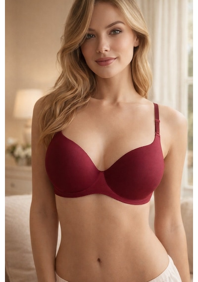 Merry See Dikişsiz Balensiz Lazer Kesim İzbırakmaz Görünmez Push Up Sütyen Bordo
