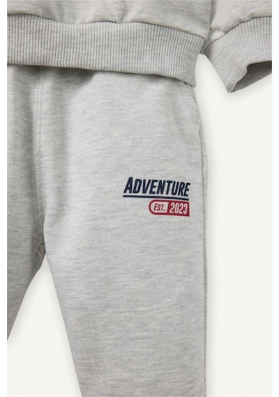 Defacto Slogan Baskılı Sweatshirt Kumaşı 2'li Takım Erkek Bebek G6294A526SP
