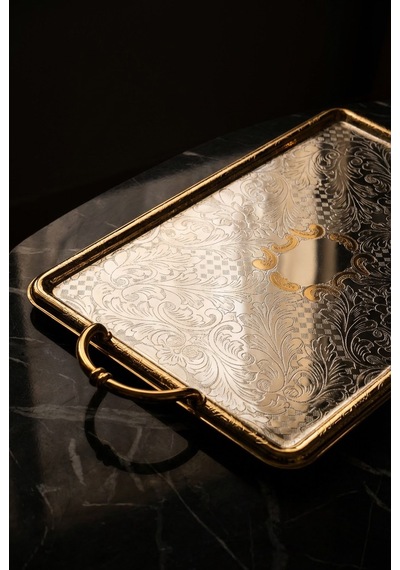 Acar Juana Gold Desenli Tepsi - 40 Cm