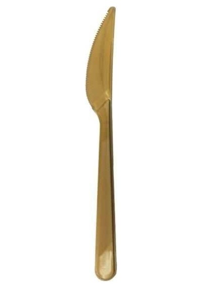 25 Li Altın Plastik Bıçak 18 Cm Sert Tek Kullanımlık