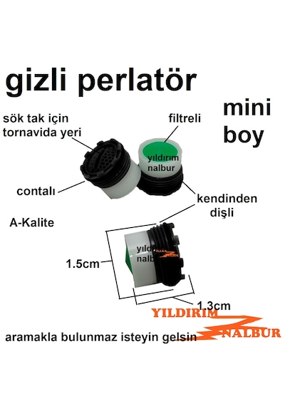 3 Adet Gizli Filtreli Perlatör Batarya Ucu Gizli Perlatör Filtreli Kendinden Dişli 1