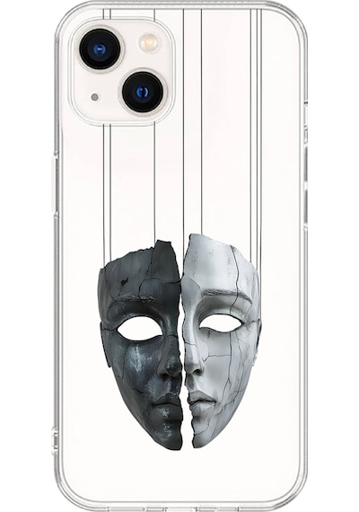 Apple Uyumlu iPhone 13 Şeffaf Kılıf Estetik Yüz 8 Tasarımlı