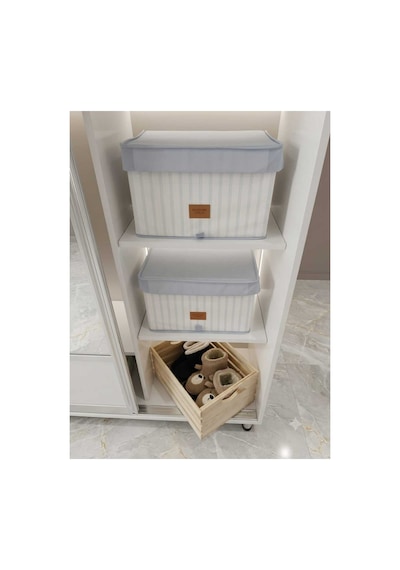 Doğal Çam Ağacı Dekoratif Saklama Kasası - Montessori Oyuncak Kutusu - 40x30x20 Cm Bej