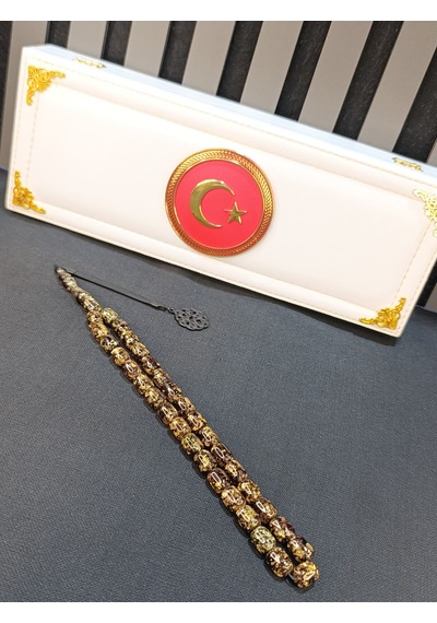 Altın Varaklı Tesbih Siyah Püskül