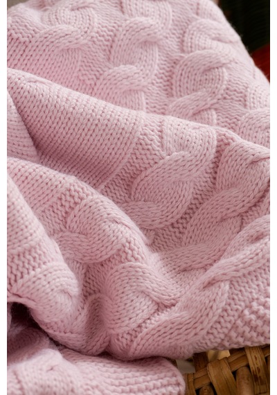 Toffy Toz Pembe Örgü Bebek Battaniyesi 100x100 Pembe