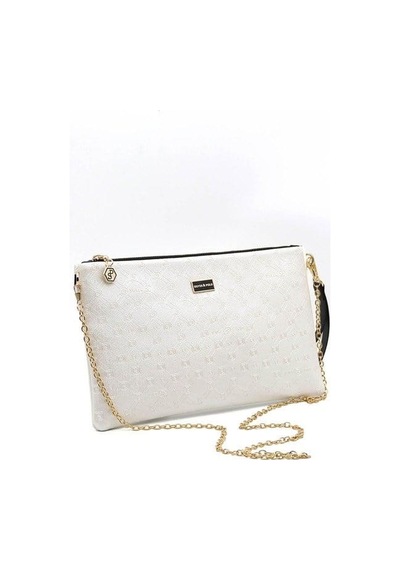 Silver Polo Sp1034 Kadın Portföy & Clutch Logolu Sedef-siyah