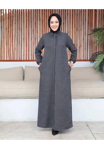 Şönil Kumaş Kışlık Comfort Ferace - Gri / F0506 Gri