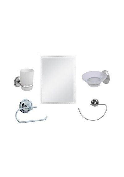 Delux-230 Kromaks Home Ayna Ve Banyo Seti 5 Parça Sabunluk Havluluk Wc Kağıtlık Diş Fırçalık - 6'li Paket Diğer