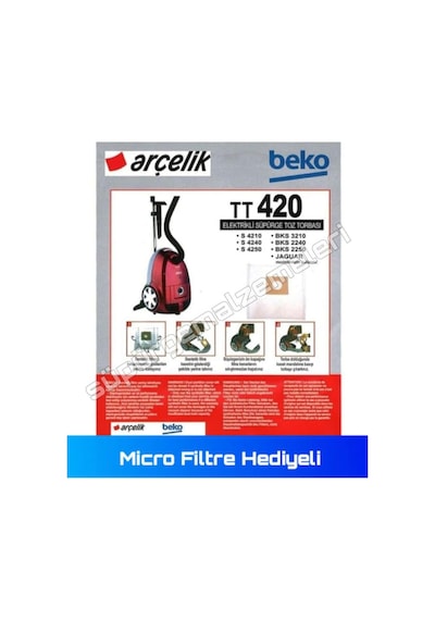 Arçelik Uyumlu S 4240 A Bez Toz Torbası - Micro Filtre Hediyeli -