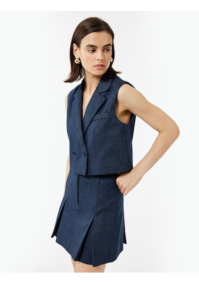 Koton Kruvaze Yaka Kolsuz Crop Blazer Yelek Lacivert Çizgili 6wak20036uw Lacivert Çizgili Koton Kruvaze Yaka Kolsuz Crop Blazer Yelek Lacivert Çizgili 6wak20036uw Lacivert Çizgili