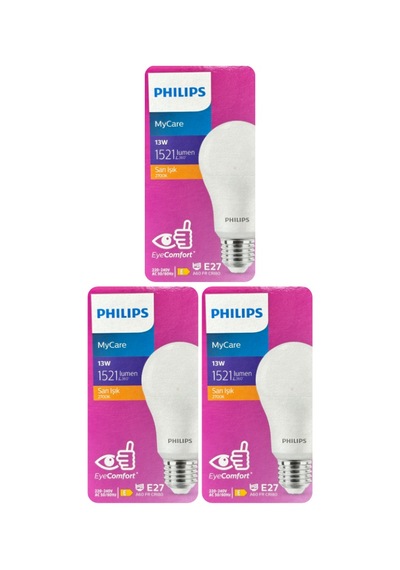 3 Adet Philips 13w Sarı Işık E27 Duylu Kalın Duy Led Ampul