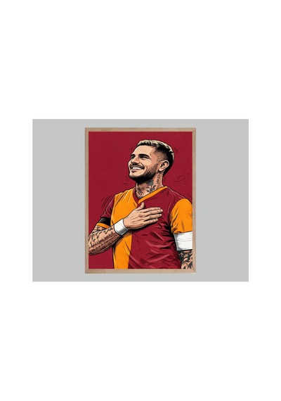 Sarı Kırmızı Futbol Tablo Doğal Ahşap Çerçeveli Çok Renkli - 867696609 Çok Renkli
