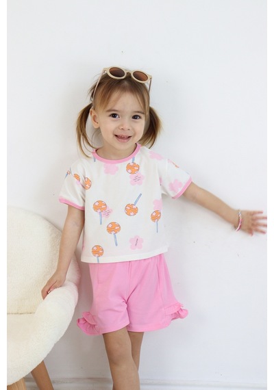 Harika Kids Kız Çocuk Lolipop Baskılı Şortlu İkili Takım 001