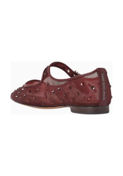Sam Edelman Michaela Bordo Kristal Işlemeli, Mesh Kare Burun Tokalı Mary Jane Kadın Ayakkabı