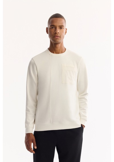 Avva Erkek Ekru Bisiklet Yaka Pamuklu Bi-stretch Regular Fit Sweatshirt A52y1235