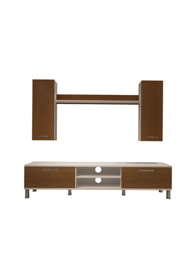 Decoraktiv Eko 5d Mdf Dvd Krom Ayaklı Tv Ünitesi Tv Sehpası Beyaz - Ceviz
