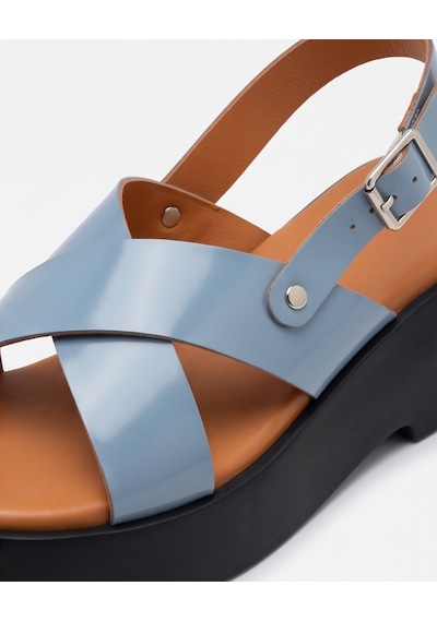Futsishoes Jade Mavi Hakiki Deri Çapraz Bantlı Platform Topuklu Bilekten Tokalı Kadın Sandalet Futsishoes Jade Mavi Hakiki Deri Çapraz Bantlı Platform Topuklu Bilekten Tokalı Kadın Sandalet