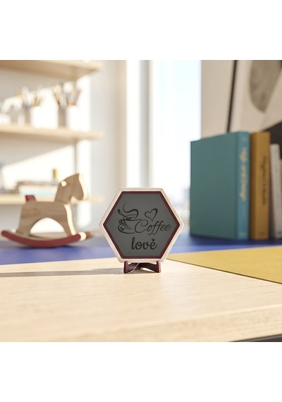 Estetik Coffee Love Temalı Masaüstü Dekoratif Aksesuar Kahve Tutkunları İçin Modern Ve Anlamlı Bir Hediye Seçimi 10x10 Cm, Kül Gri