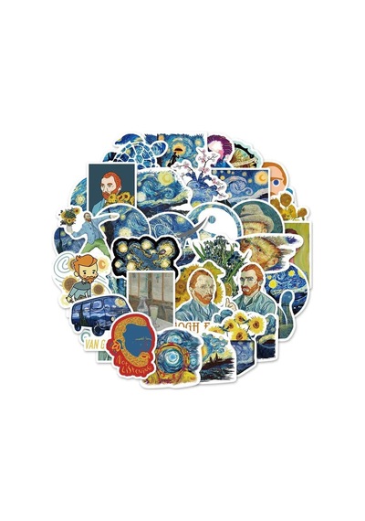 Ms Major Selection 50'li Van Gogh Stickers, Sticker Seti Laptop Notebook Tablet Sticker Seti, 68746854684684 Abanoz